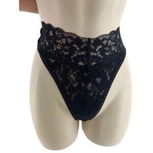 Soma Signature All-Over Lace Thong Black Womens Xlarge